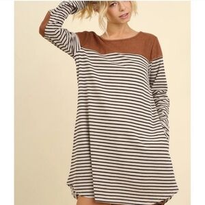 Umgee Long Sleeved Striped Shirt Dress